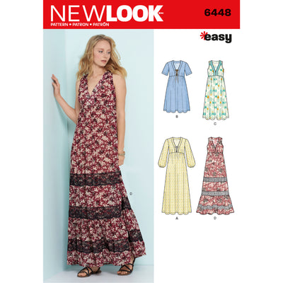 6448 Misses' Easy V-Neck Dresses