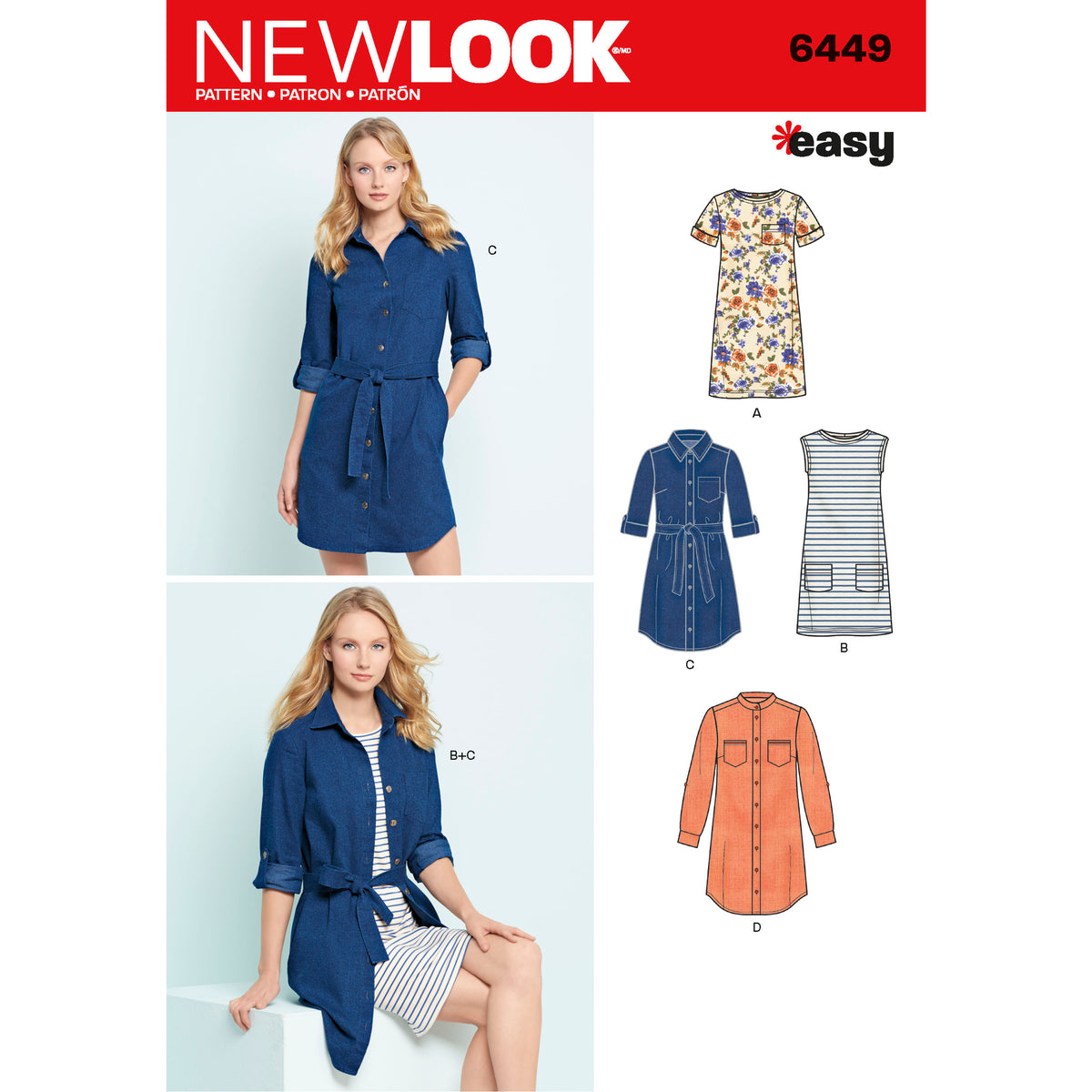 6449 Misses&#39; Easy Shirt Dress and Knit Dress