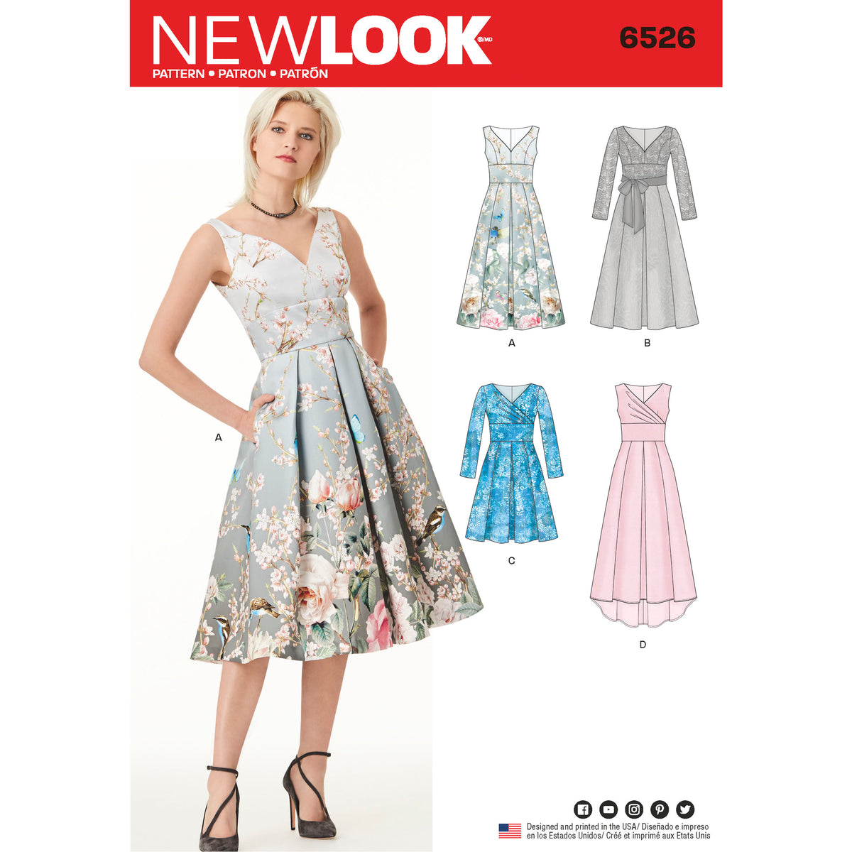 6526 New Look Pattern 6526 Women's Dress With Bodice Variations