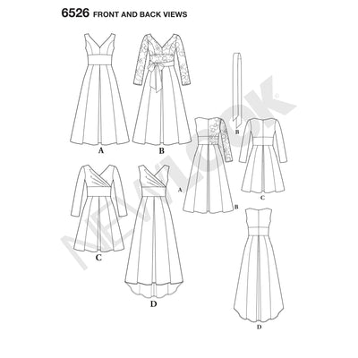 6526 New Look Pattern 6526 Women's Dress With Bodice Variations