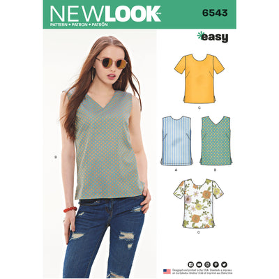 6543 New Look Pattern 6543 Misses' Easy Tops