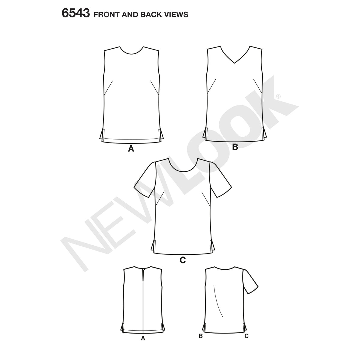 6543 New Look Pattern 6543 Misses' Easy Tops
