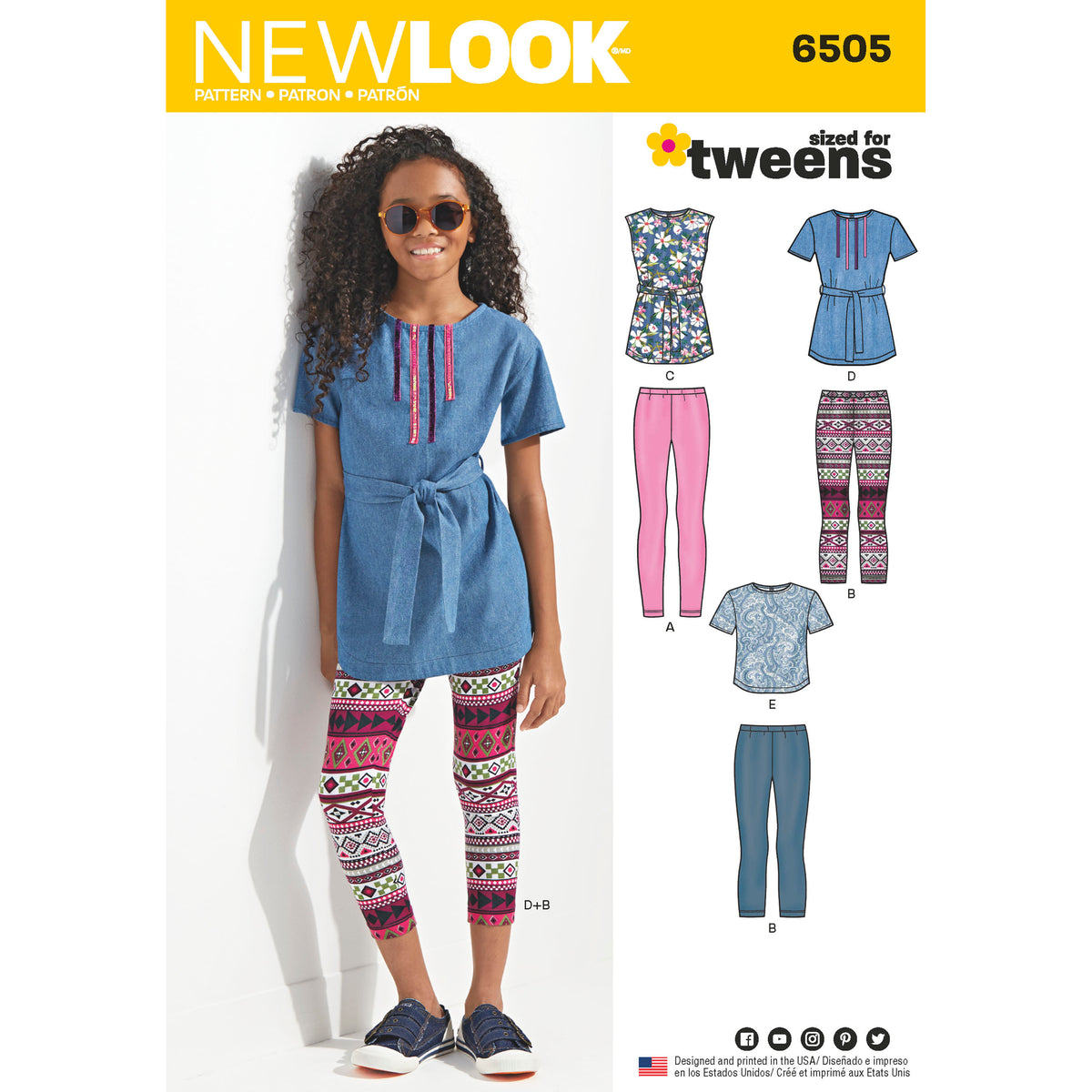 6505 New Look Pattern 6505 Girl & Girl Plus Tops and Leggings