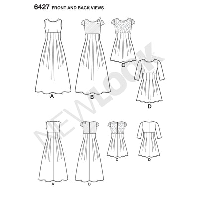 6427 Girls' Dress in Two Lengths