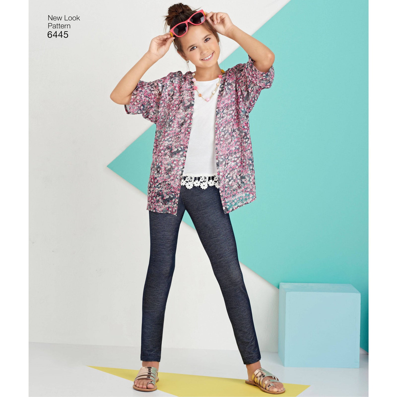6445 Easy Girl's Kimono, Knit Top and Leggings