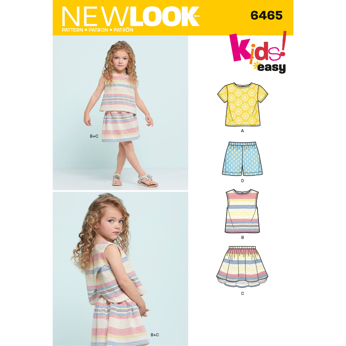 6465 Child's Easy Top, Skirt and Shorts