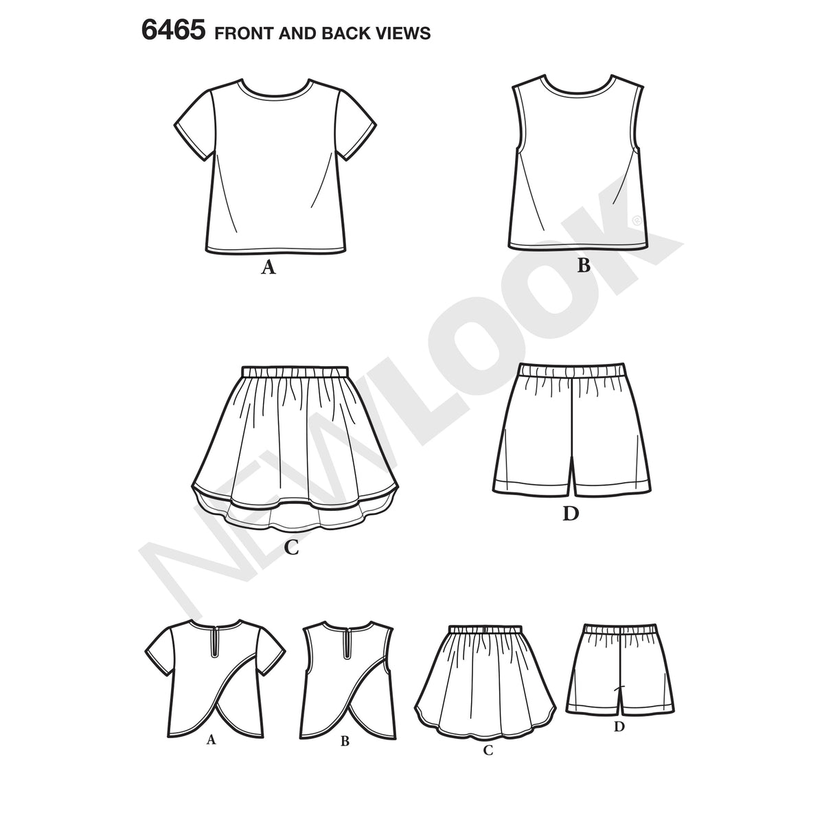 6465 Child&#39;s Easy Top, Skirt and Shorts