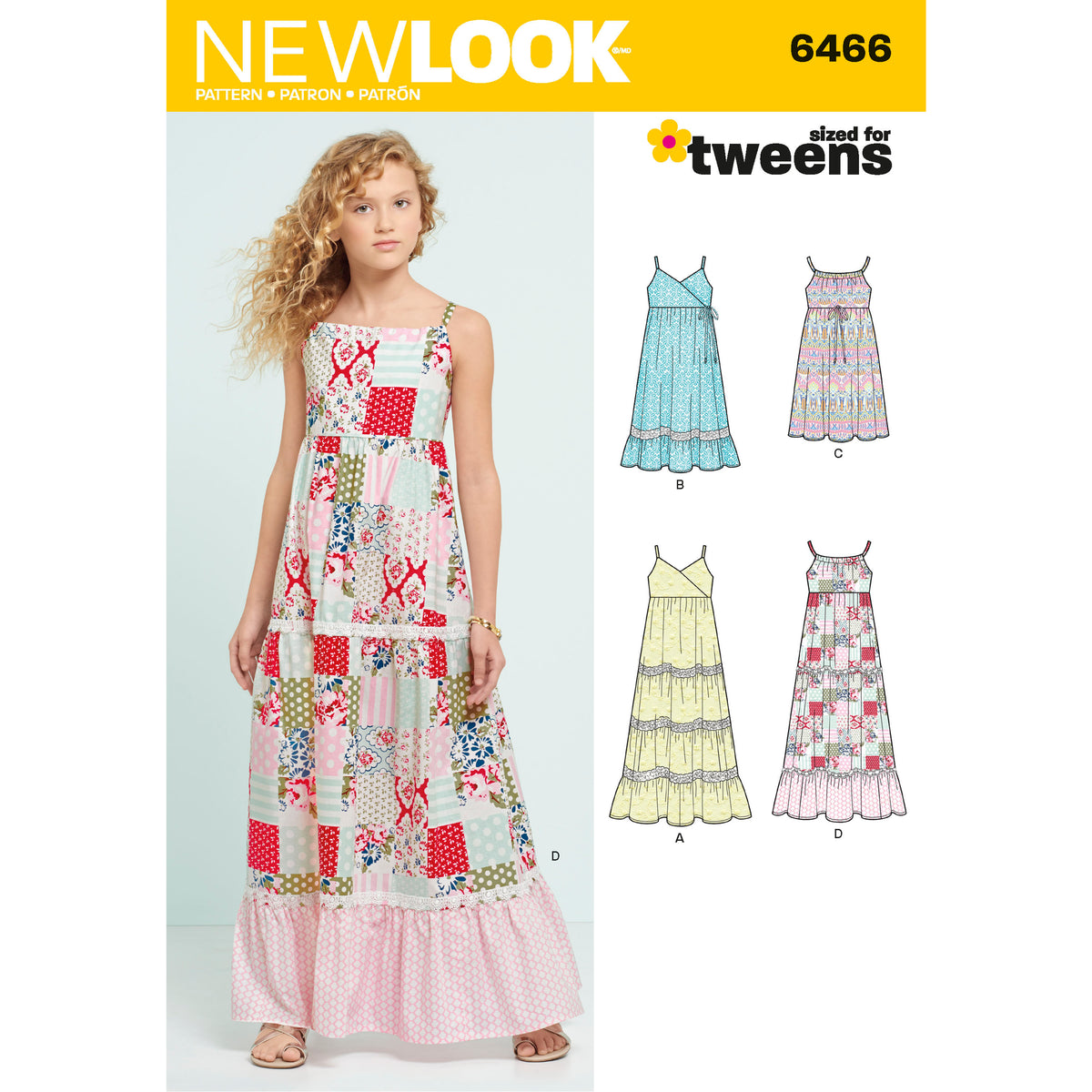 6466 Girls&#39; Dresses with Trim, Bodice and Lace Variations