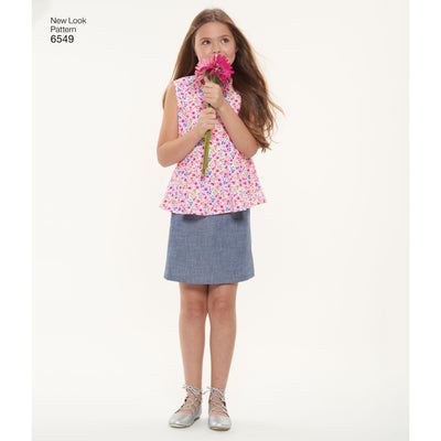 6549 New Look Pattern 6549 Girls' Top, Skirt and Pants
