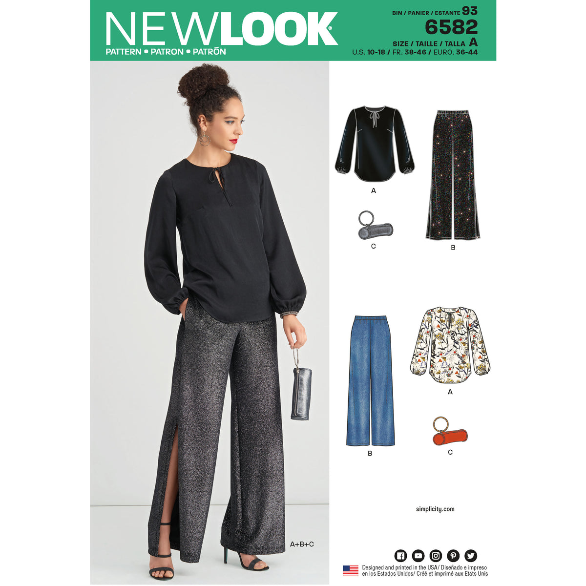 6582 New Look Pattern 6582 Misses' Pant, Top and Clutch