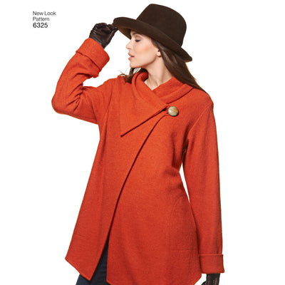 6325 Misses' Easy Coat with Length and Front Variations, and Vest