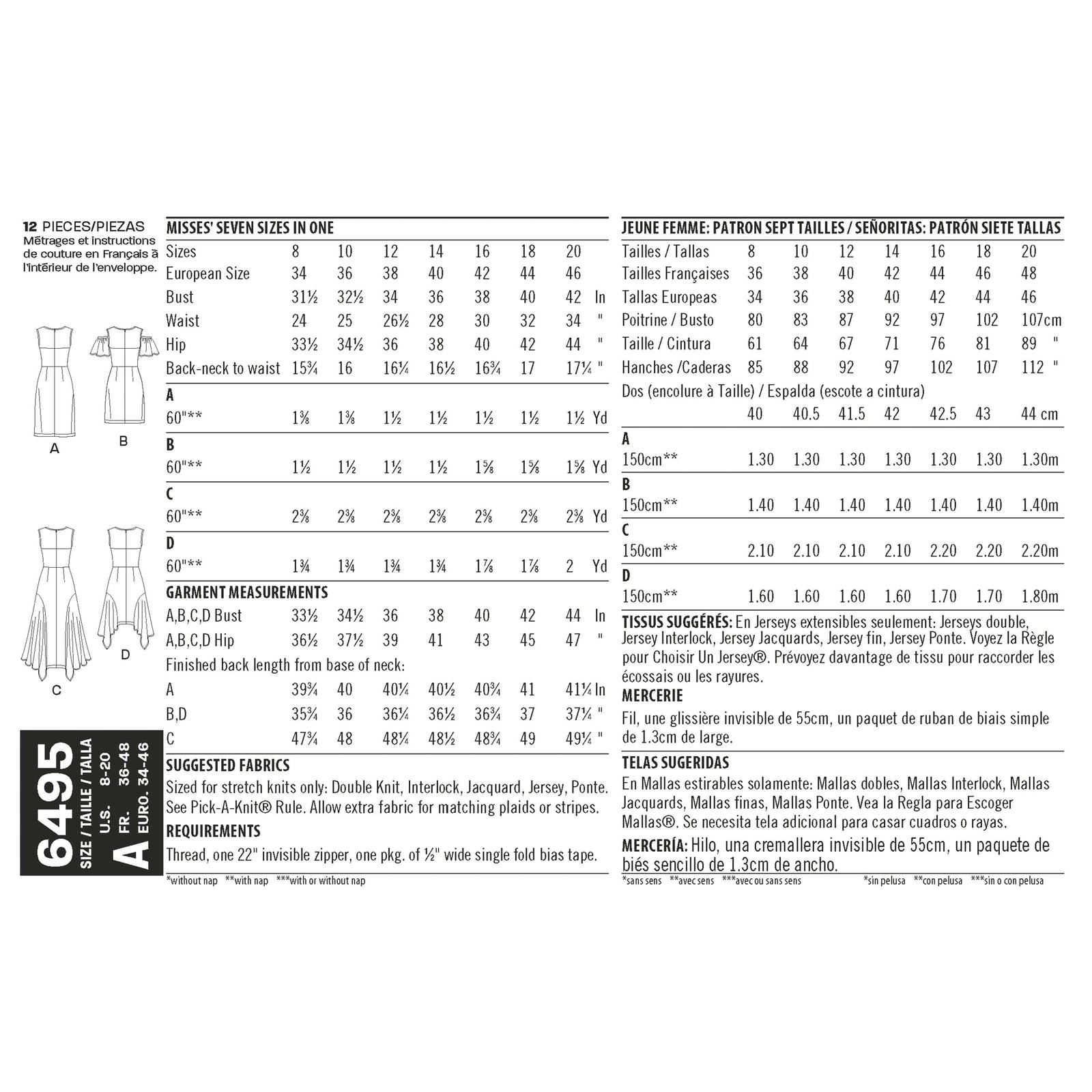 6495 New Look Pattern 6495 Misses Dresses with Length Variations