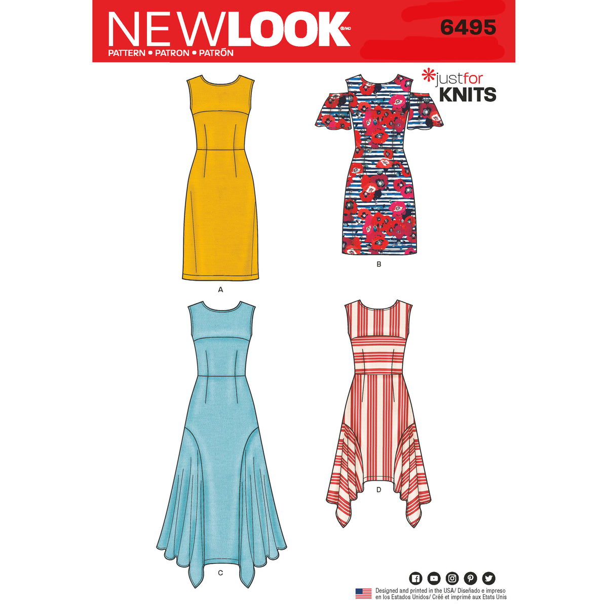 6495 New Look Pattern 6495 Misses Dresses with Length Variations