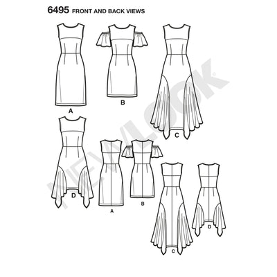6495 New Look Pattern 6495 Misses Dresses with Length Variations