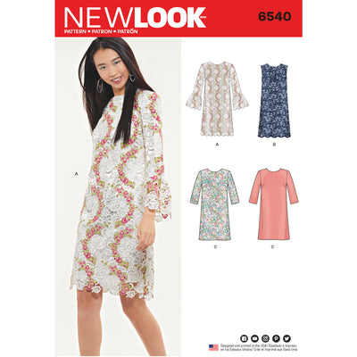 6540 New Look Pattern 6540 Misses' Shift Dress