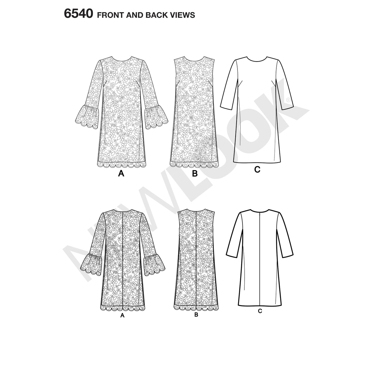 6540 New Look Pattern 6540 Misses' Shift Dress