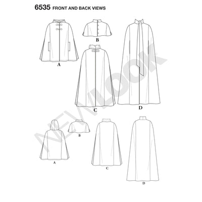6535 New Look Pattern 6535 Women's Capes in Four Lengths