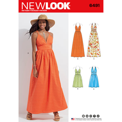 6491 New Look Pattern 6491 Misses Dresses in two Lengths with Bodice Variations
