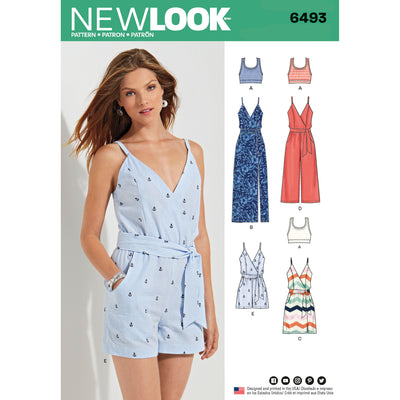 6493 New Look Pattern 6493 Misses' Jumpsuit and Dress in Two Lengths with Bralette