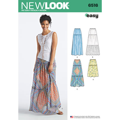 6516 New Look Pattern 6516 Women’s   Skirts With Length and Fabric Variations