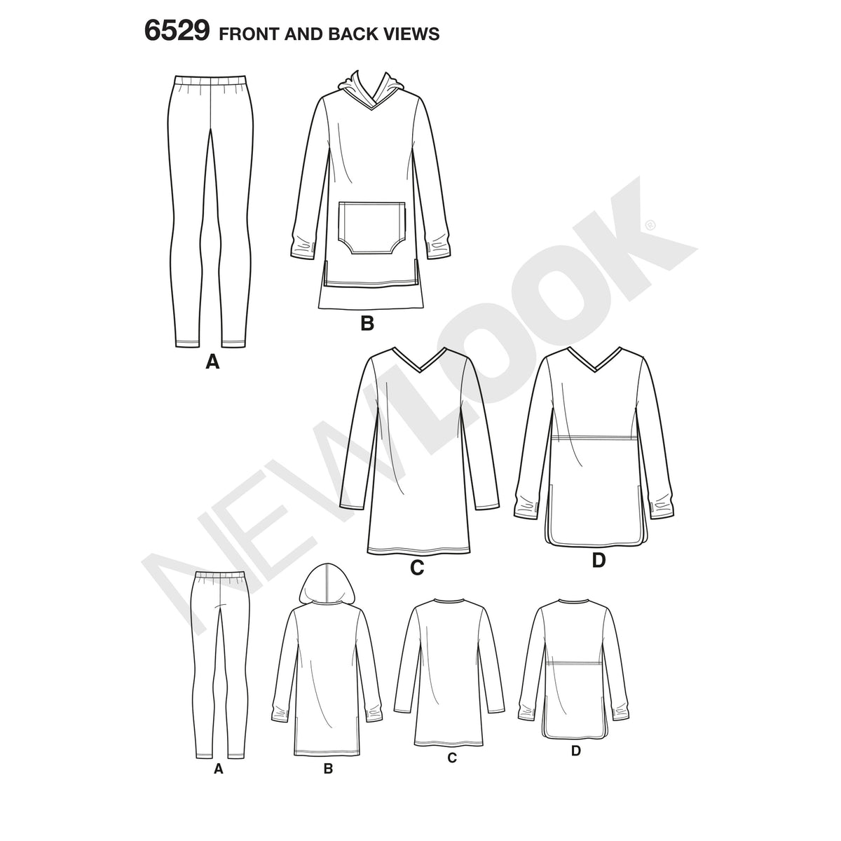 6529 New Look Pattern 6529 Women's Knit Tunics and Leggings