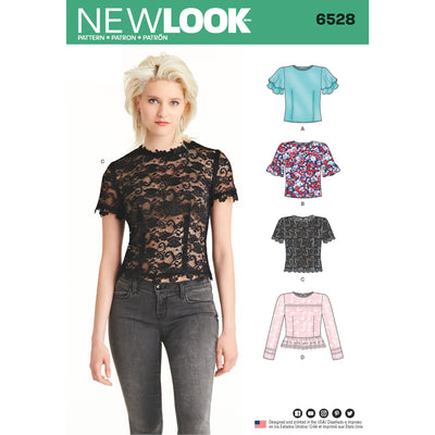 6528 New Look Pattern 6528 Women’s Tops with Sleeve & Trim Variations