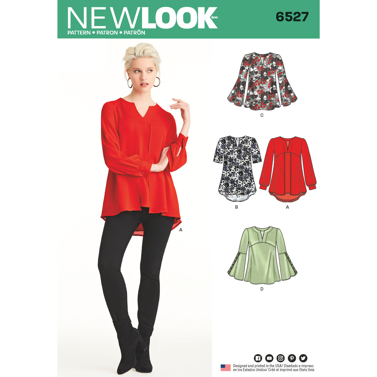 6527 New Look Pattern 6527 Women's Tunic in Two Lengths