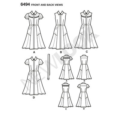 6494 New Look Pattern 6494 Misses Dress with Sleeve Variations