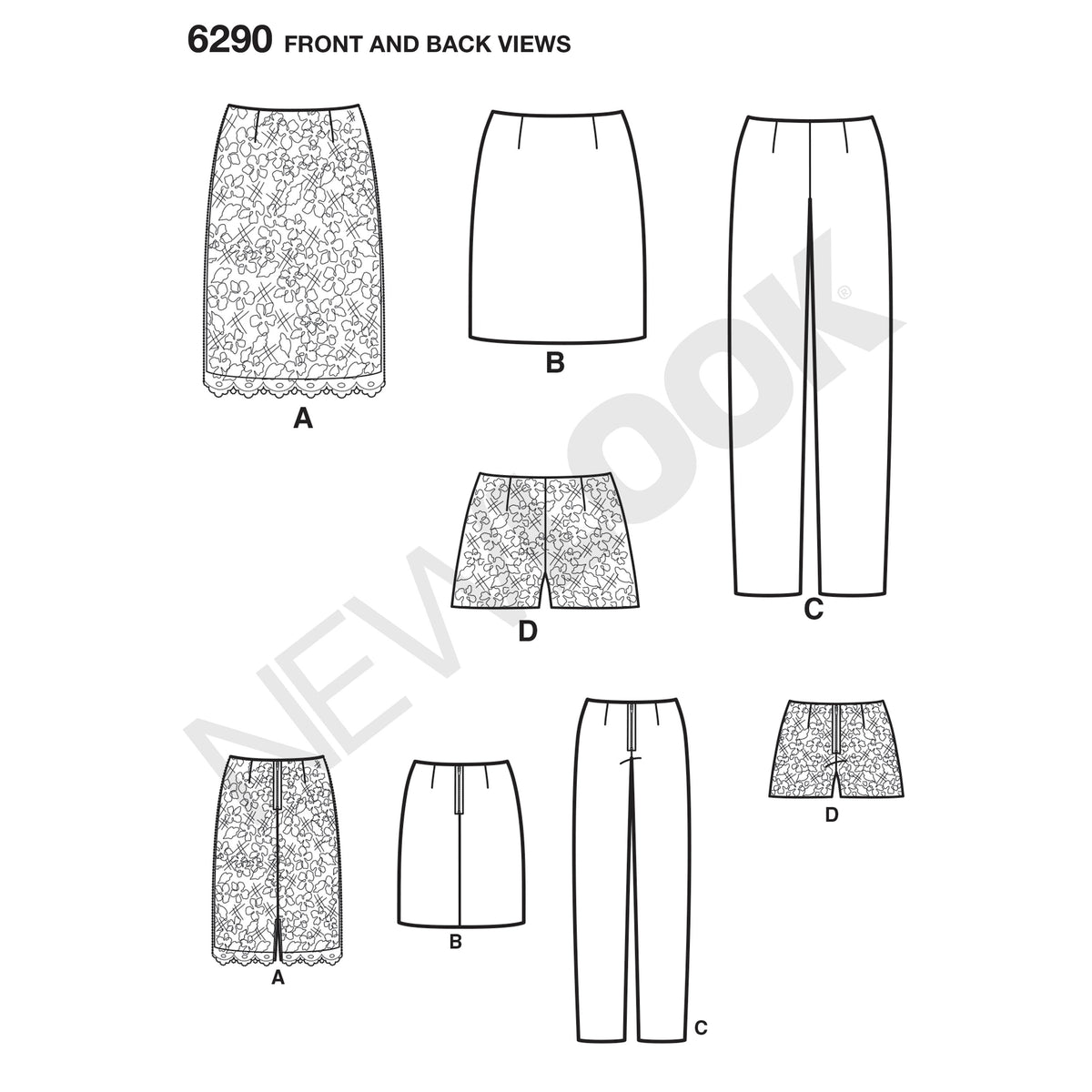 6290 Misses' Shorts, Skirt in Two Lengths and Slim Pants