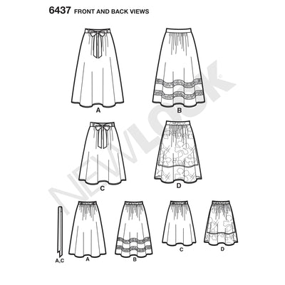 6437 Misses' Skirt in Two Lengths with Fabric Variations