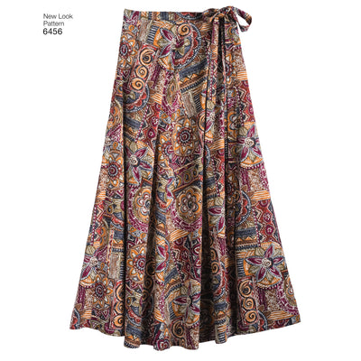6456 Misses' Easy Wrap Skirts in Four Lengths