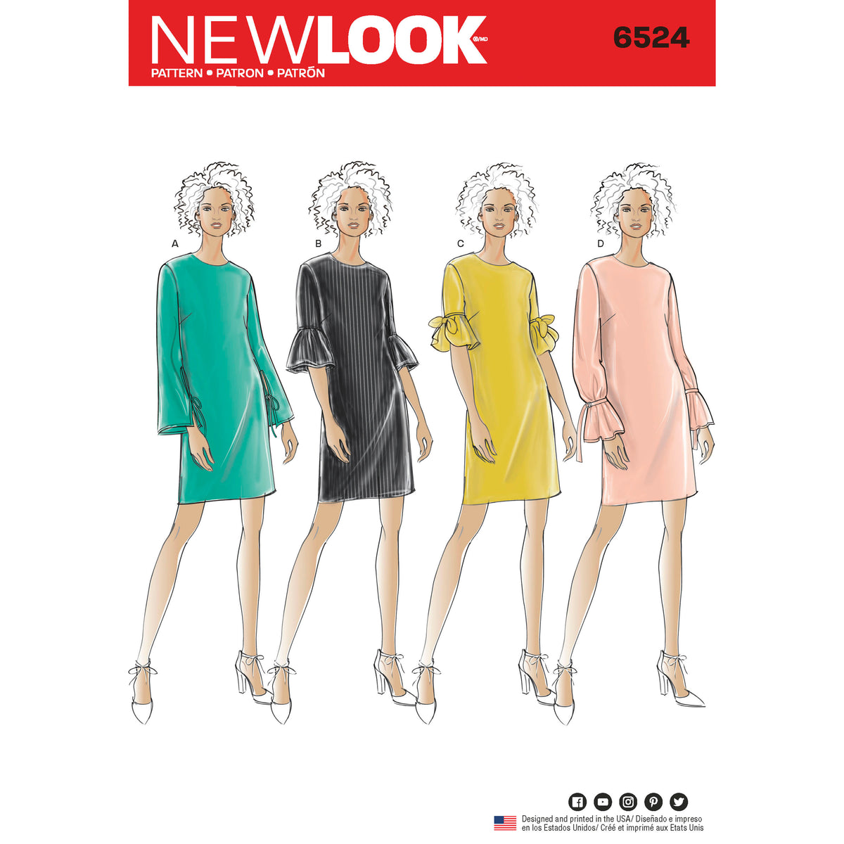 6524 New Look Pattern 6524 Women’s Dress with Sleeve Variations