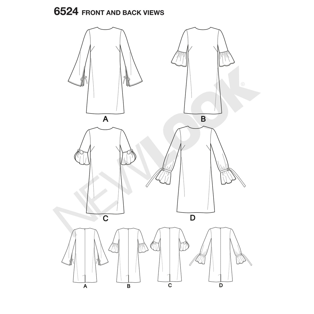 6524 New Look Pattern 6524 Women’s Dress with Sleeve Variations
