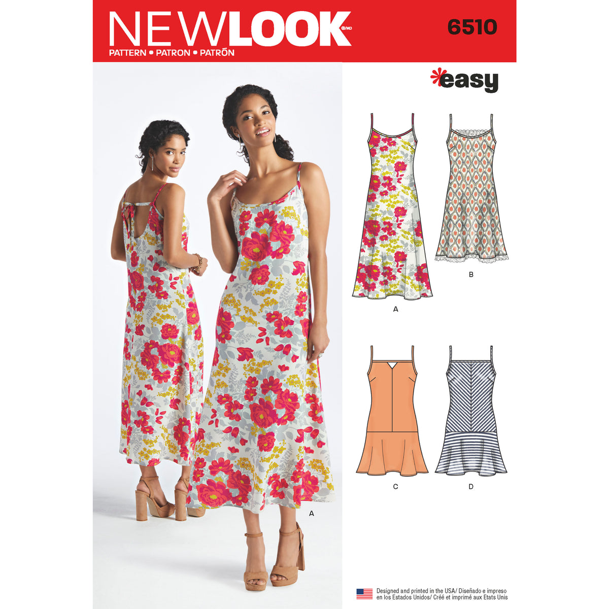 6510 New Look Pattern 6510 Women’s   Slip Dresses with Length and Back Variations