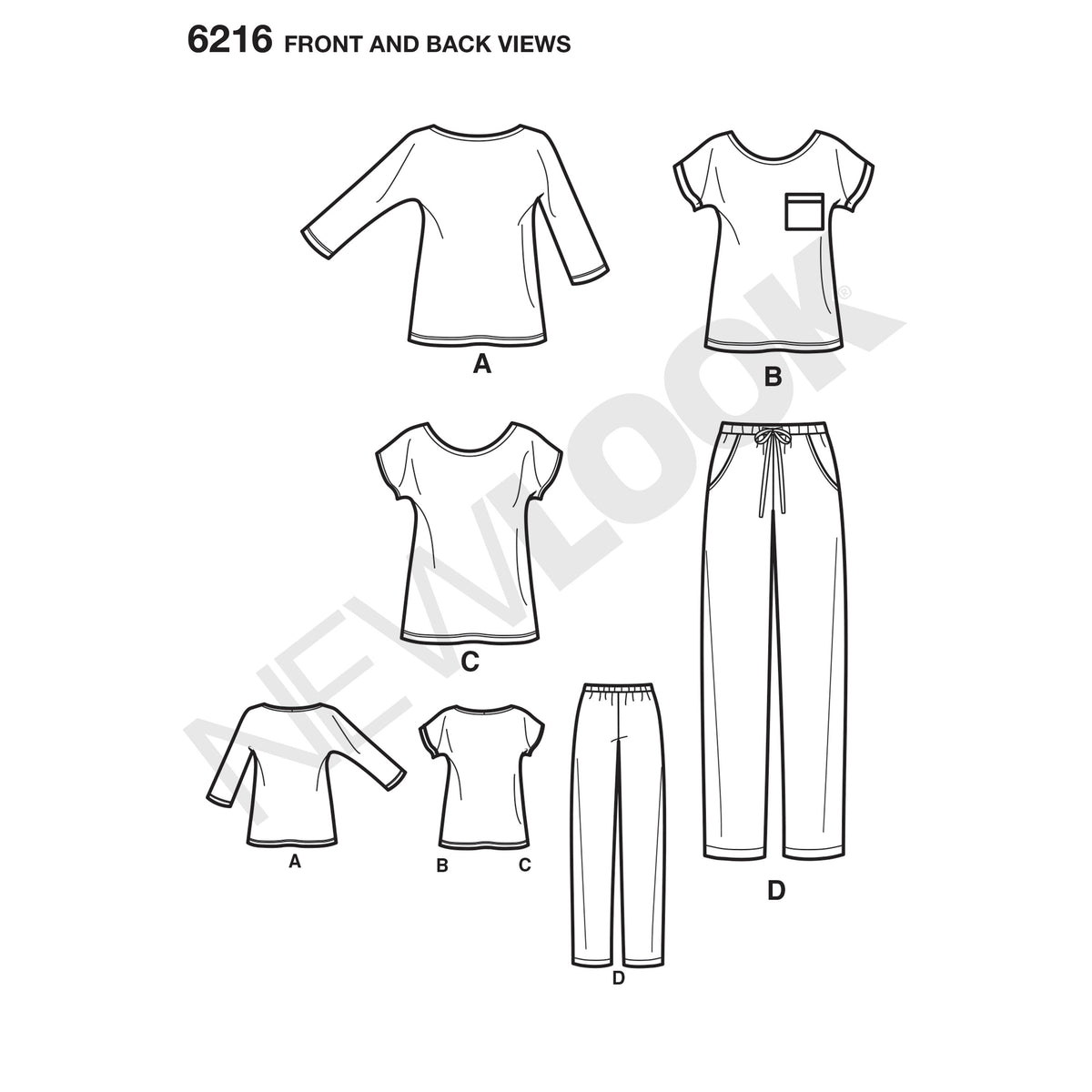 6216 Misses' Knit Tops and Pants