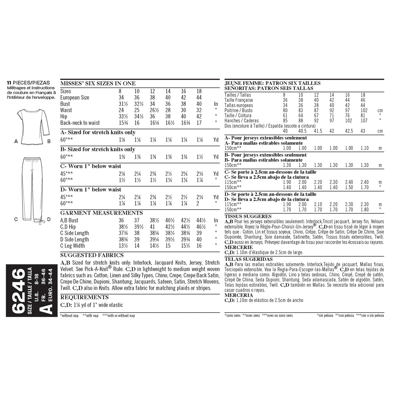 6246 Misses' Tapered Ankle Pant and Knit Top