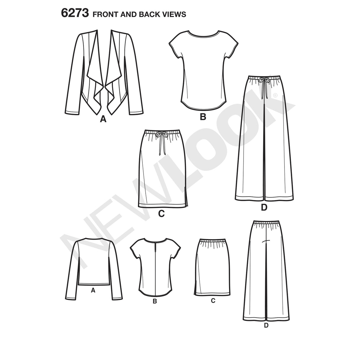 6273 Misses' Jacket, Top, Pants and Skirt