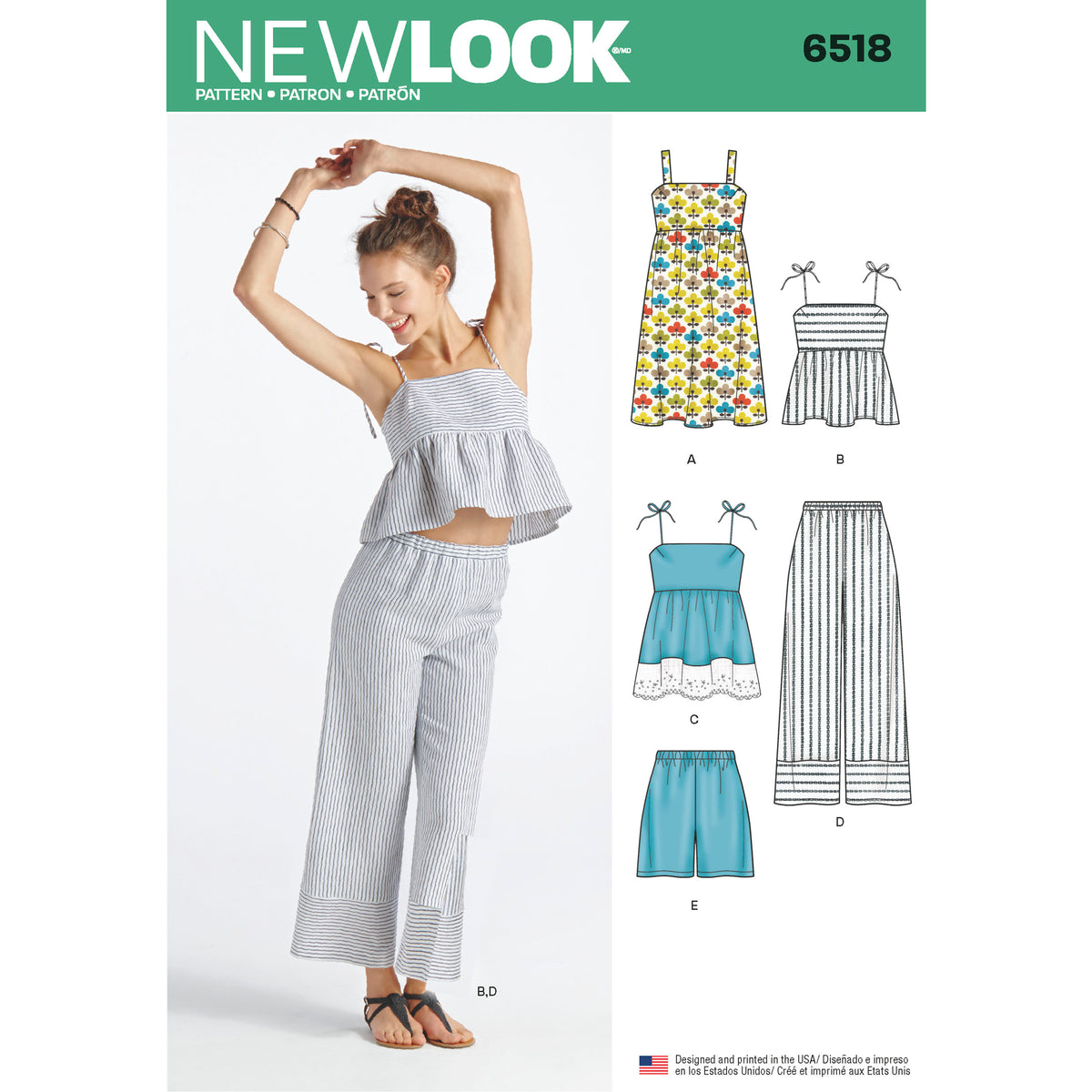 6518 New Look Pattern 6518 Women’s   Dress, Tops in Two Lengths, Pants, and Shorts