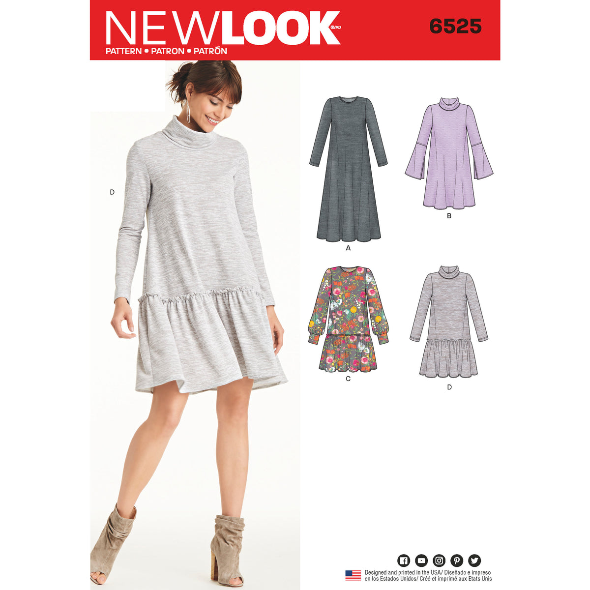 6525 New Look Pattern 6525 Women’s Knit Dress
