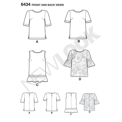 6434 Misses' Tops with Fabric Variations