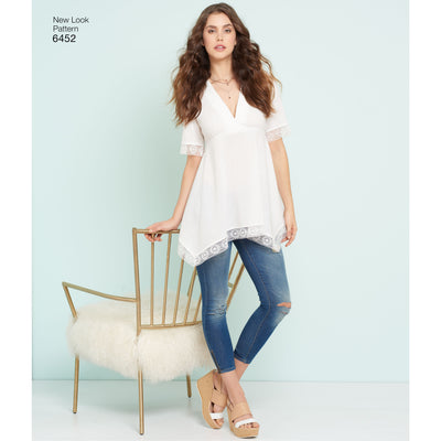 6452 Misses' Tops with Bodice and Hemline Variations