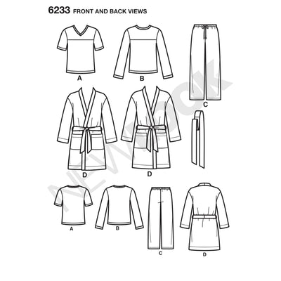 6233 Unisex Pants, Robe and Knit Tops