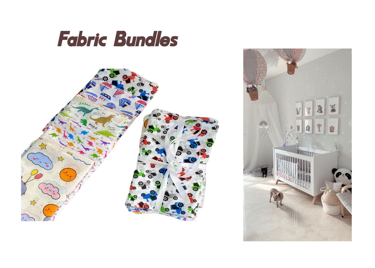 Nursery Fabric Polycotton Bundle - White/Cream
