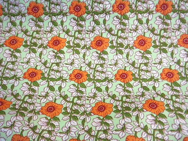 Orange Green Floral - Poly/Cotton Print