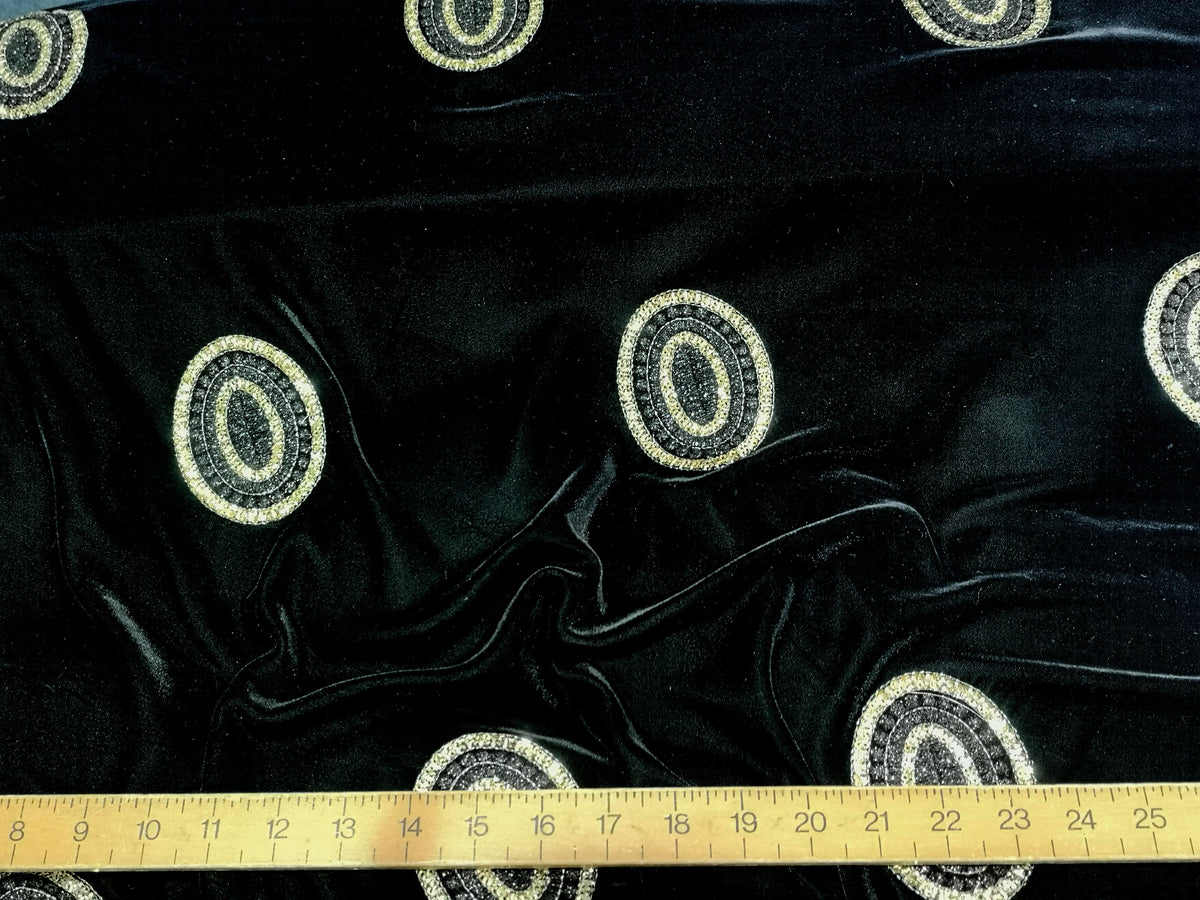 Oval Sequin Embroidered Velvet