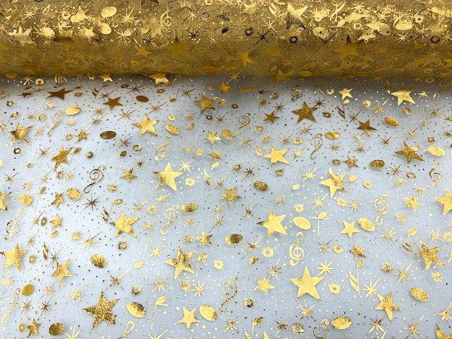 Musical Stars - Foil Organza - Cheap Fabrics