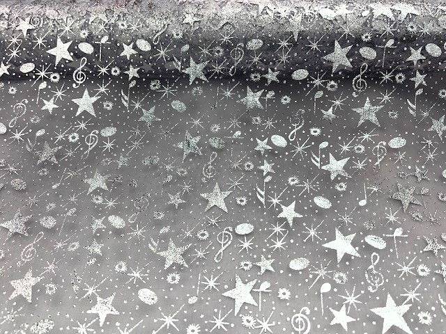 Musical Stars - Foil Organza - Cheap Fabrics