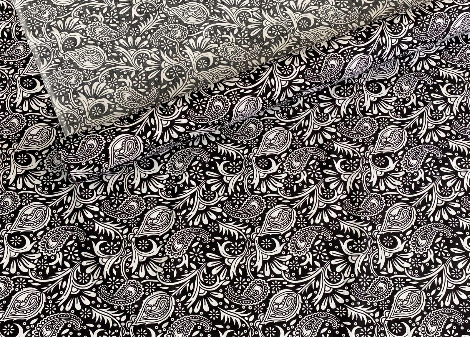 Paisley Teardrop - Monochrome Cotton Poplin