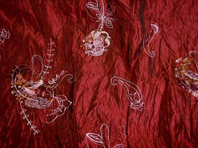 Paisley Patch Embroidered Crushed Taffeta - Cheap Fabrics