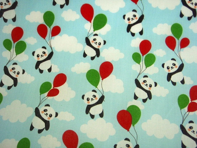 Panda Balloons - Poly/Cotton Print